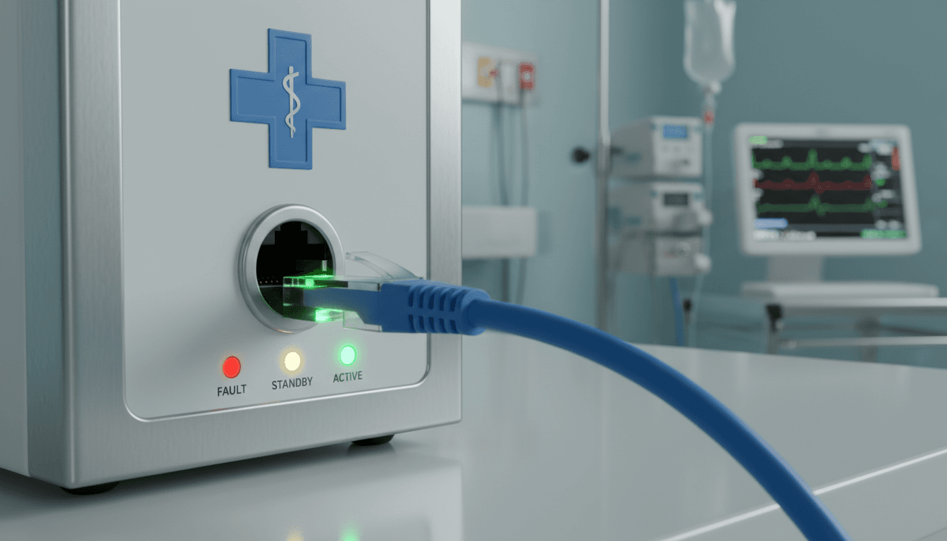 Connected medical device with network indicator lights